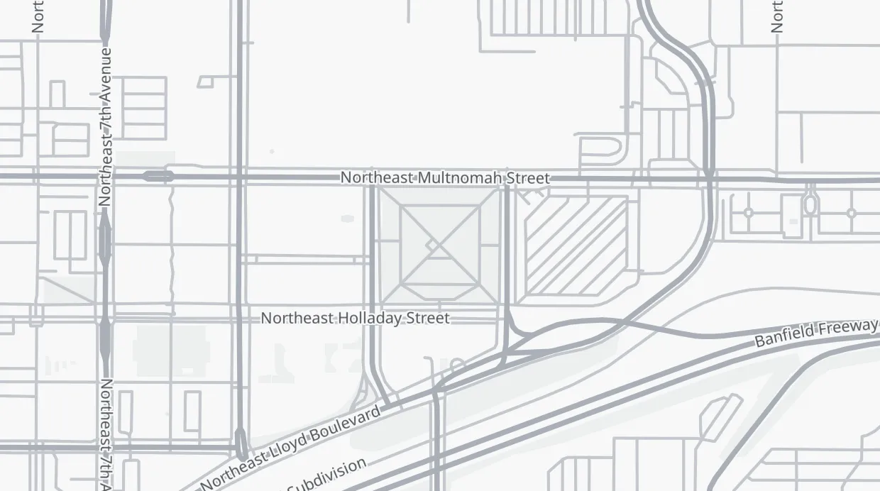 A map of the streets around Holladay Park