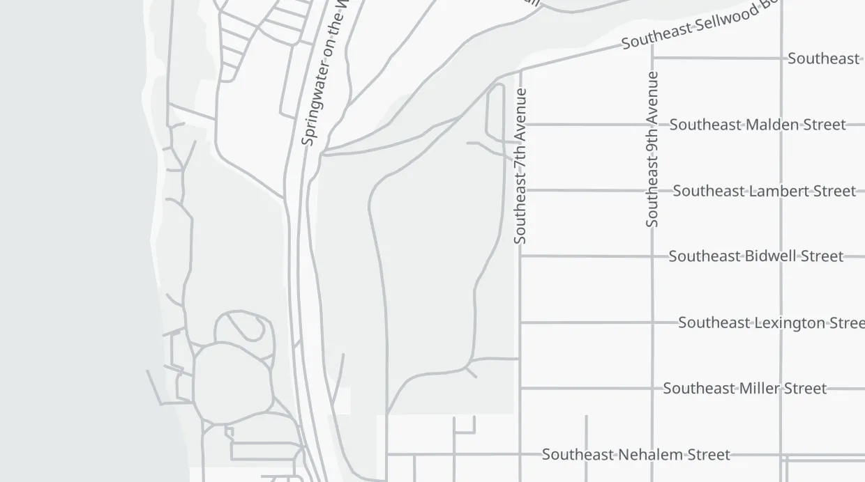 A map of the streets around Sellwood Park