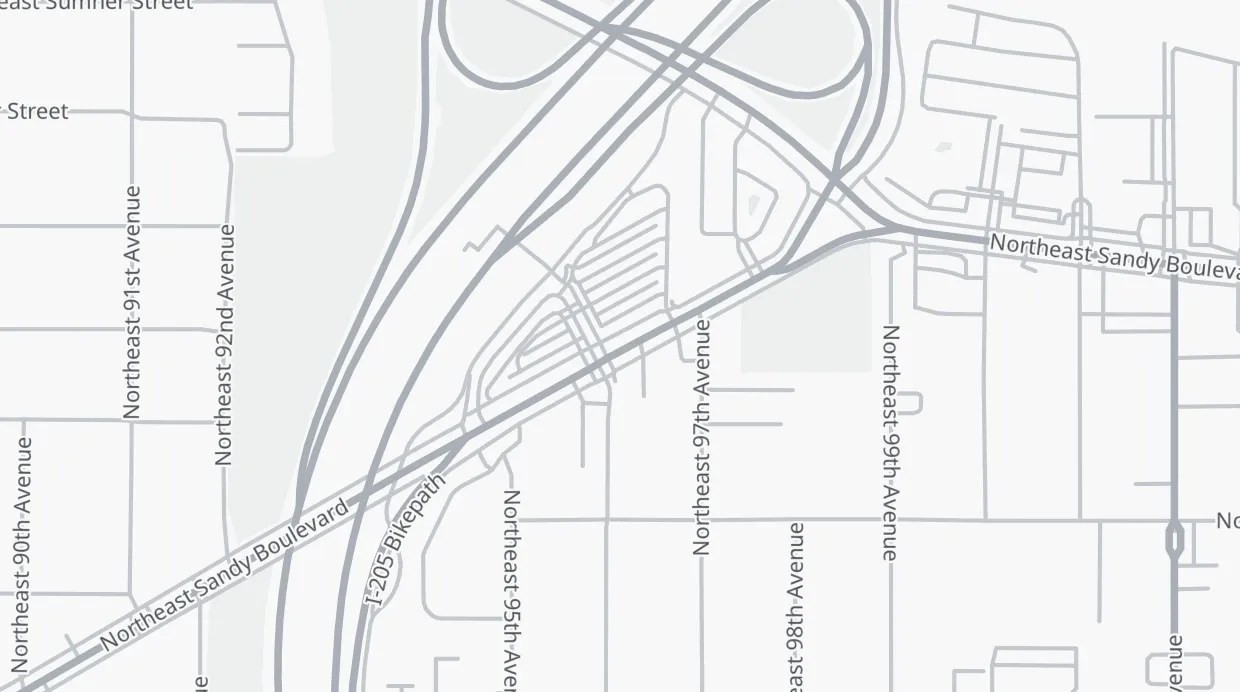 A map of the streets around Parkrose/Sumner Transit Center