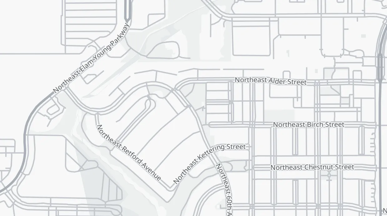 A map of the streets around 5901 NE Orenco Gardens Dr