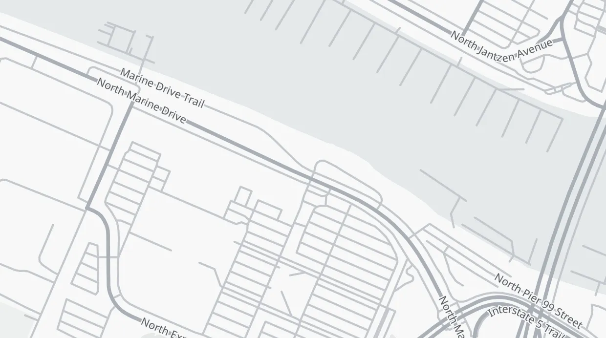 A map of the streets around 2025 N Marine Dr