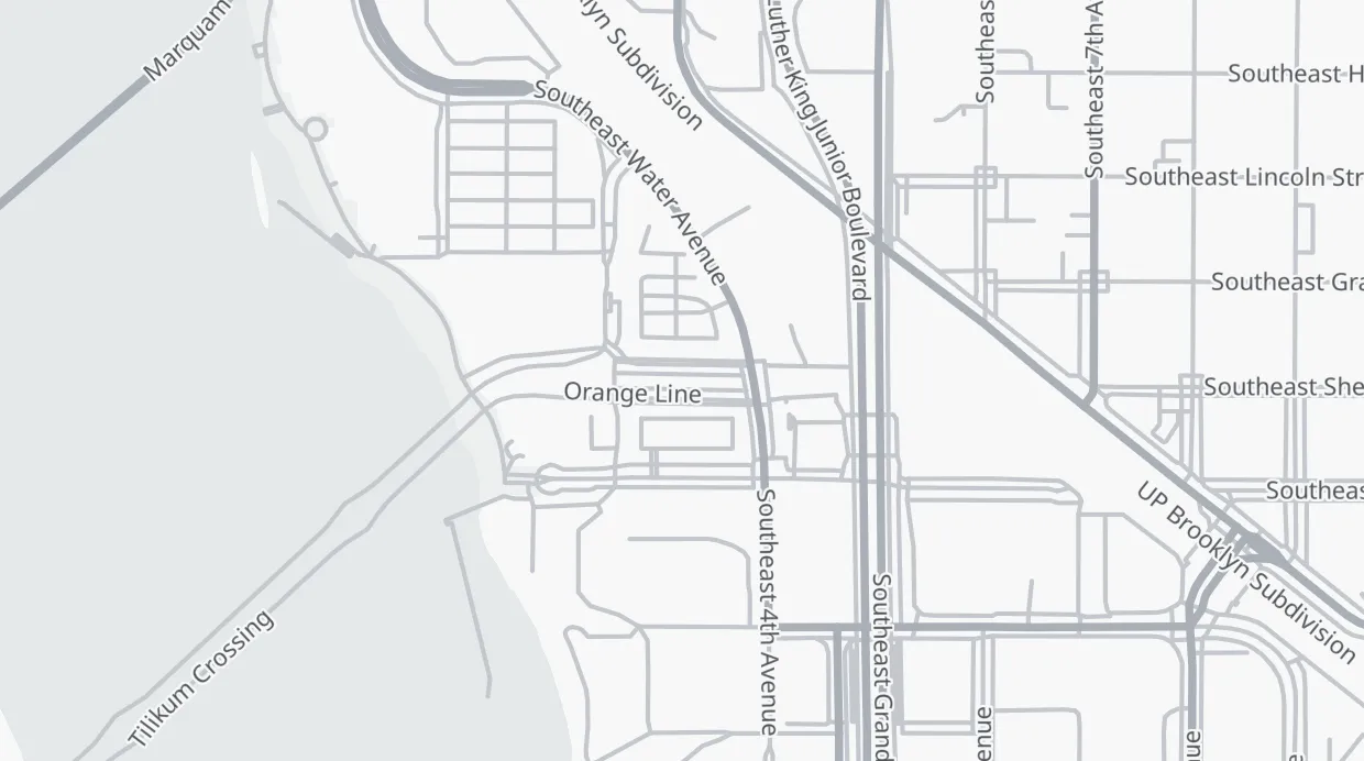 A map of the streets around OMSI/Southeast Water