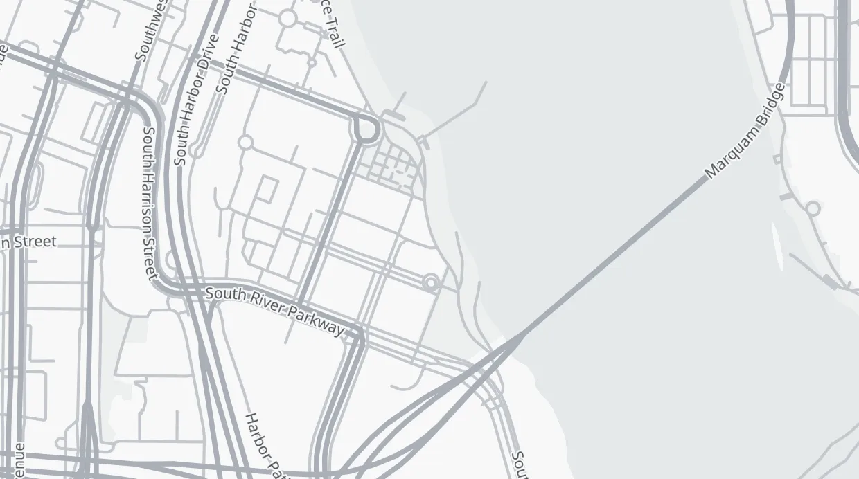 A map of the streets around South Waterfront Park