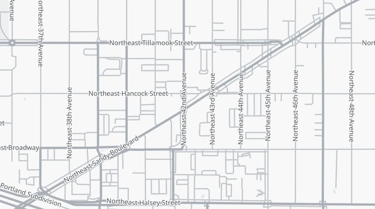 A map of the streets around 4211 NE Sandy Blvd