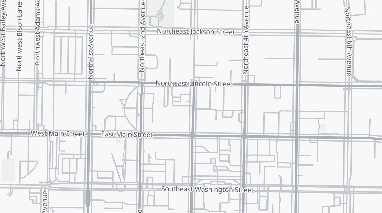 A map of the streets around 137 NE 3rd Ave