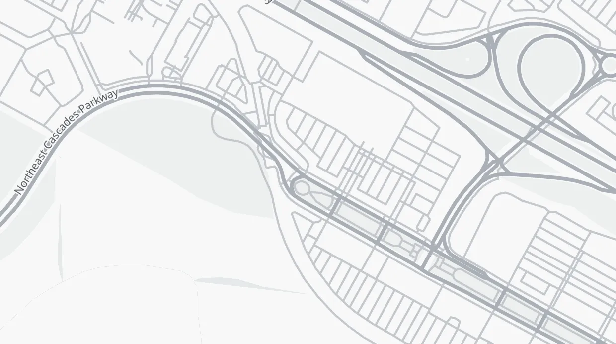 A map of the streets around Mount Hood Avenue