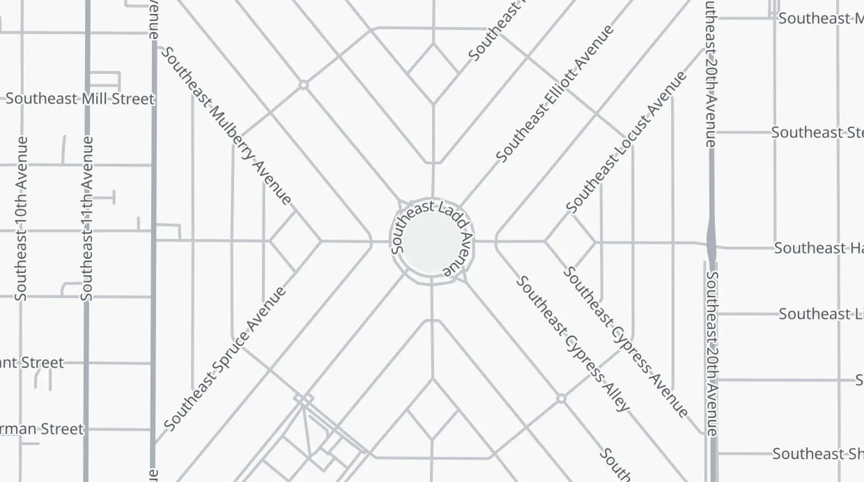 A map of the streets around Ladd Circle