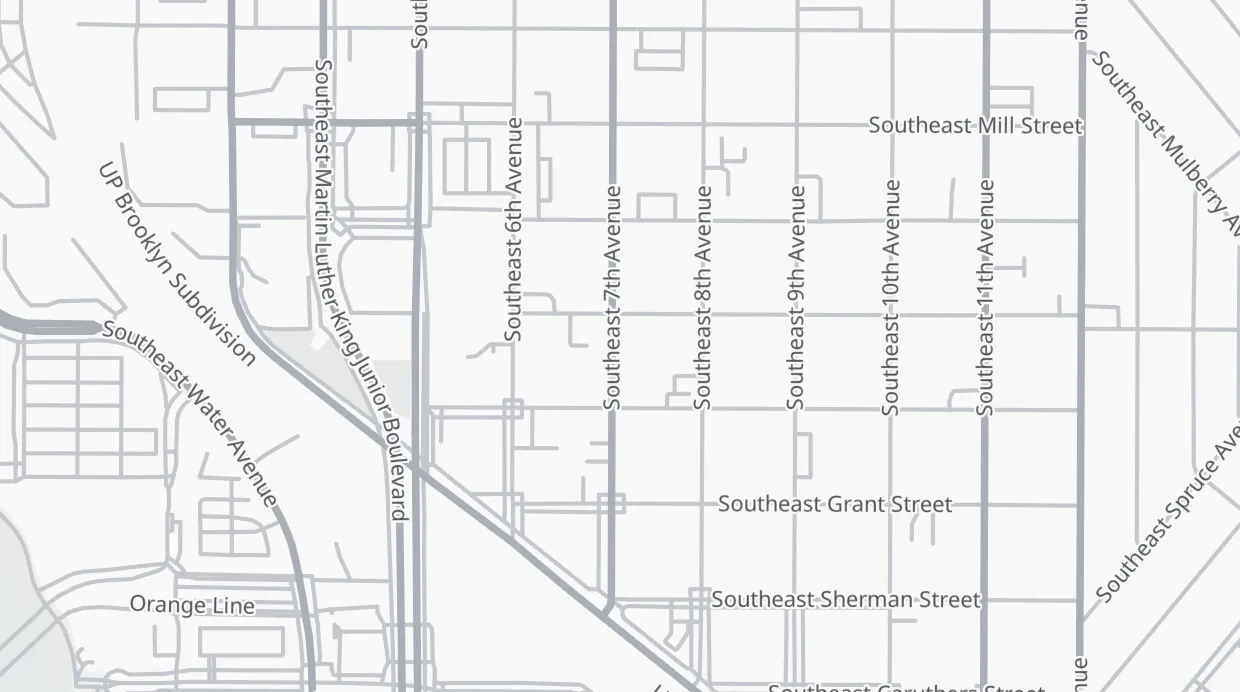 A map of the streets around 2030 SE 7th Ave
