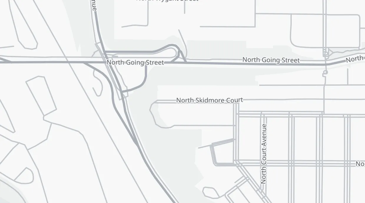 A map of the streets around 2206 N Skidmore Ct