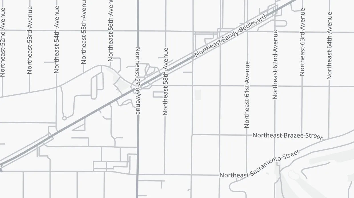A map of the streets around Rose City Park United Methodist Church