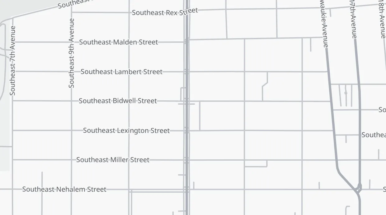 A map of the streets around Sellwood Moreland Library