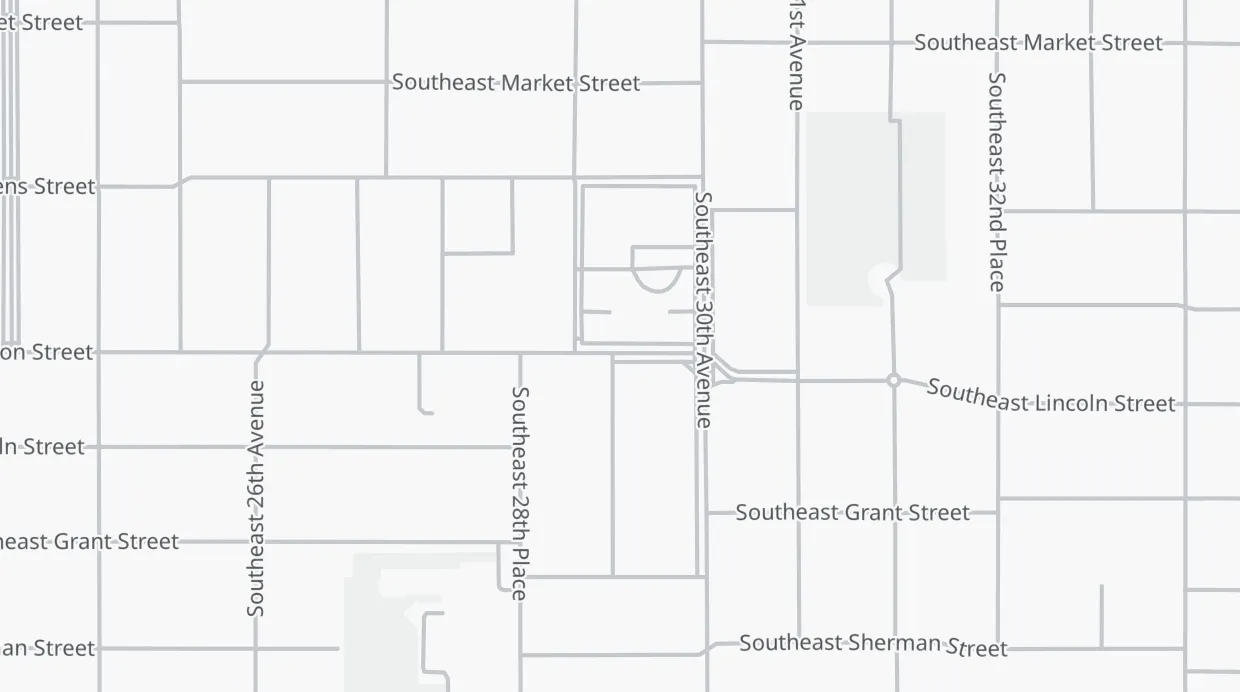 A map of the streets around 2901 SE Harrison St