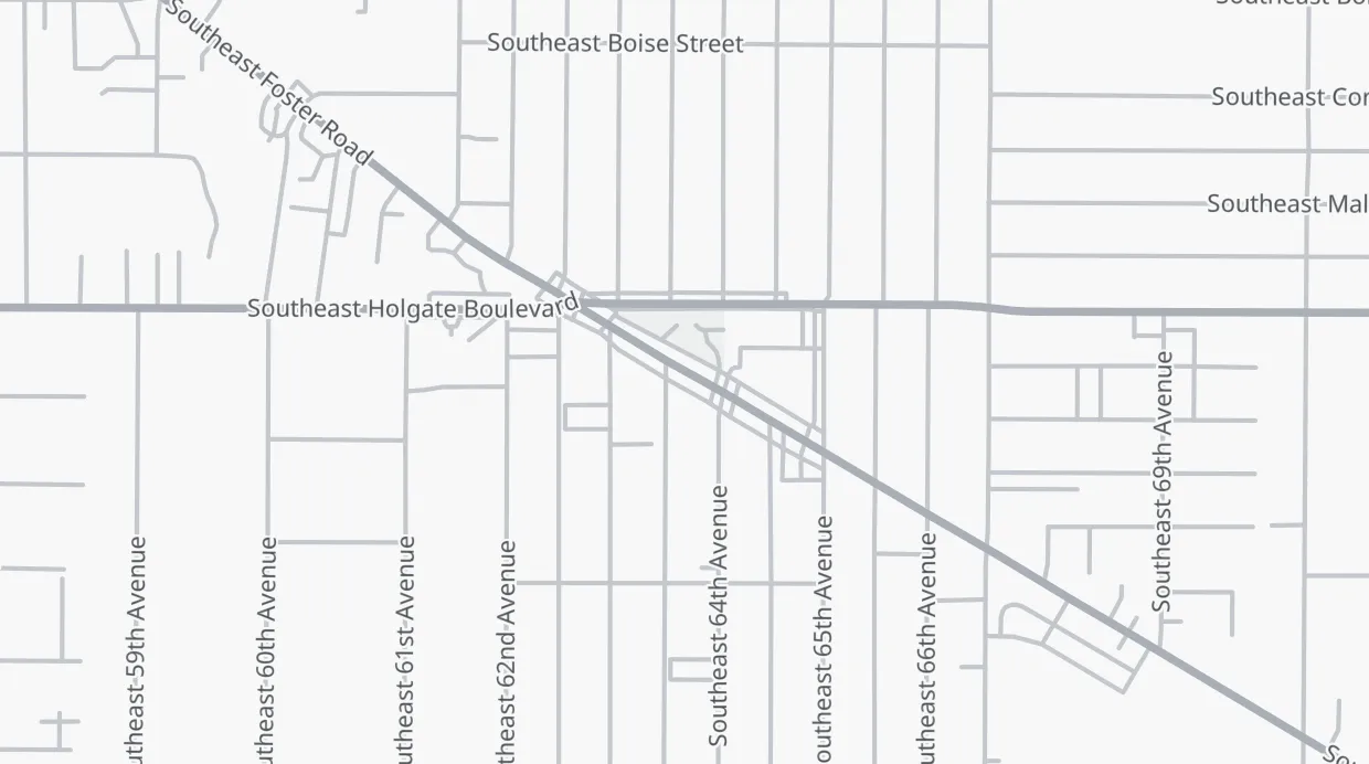 A map of the streets around 6350 SE Foster Rd